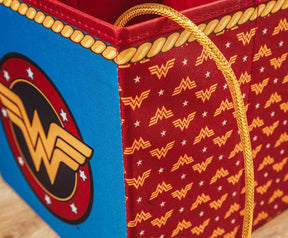DC Comics Wonder Woman Logo Storage Bin Cube Organizer | 11 Inches
