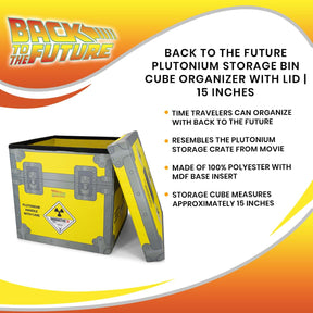 Back to the Future Plutonium Storage Bin Cube Organizer with Lid | 15 Inches