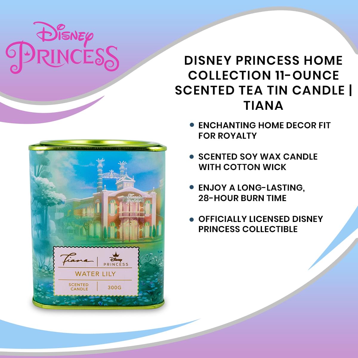 Disney Princess Home Collection 11-Ounce Scented Tea Tin Candle | Tiana