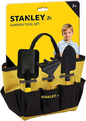 Stanley Jr. 4-Piece Garden Hand Tool Set | Spade | Trowel | Rake | Tool Bag