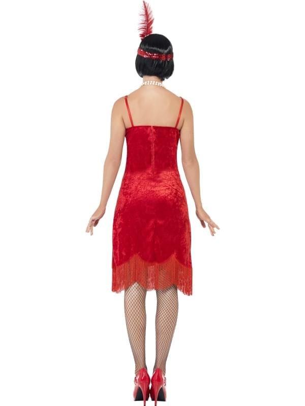 Shimmy Flapper Costume Beaded Dress Adult: Red