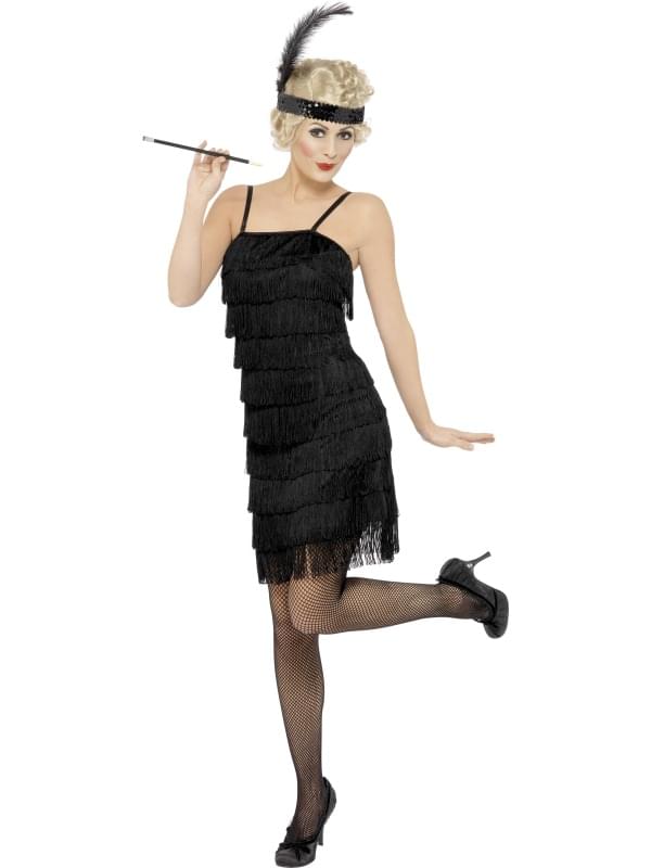 black fringe flapper dress Black Fringe 1920's Flapper Costume