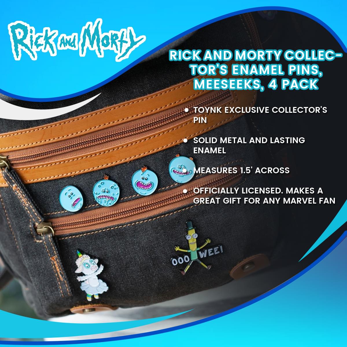 Rick and Morty Collector's Enamel Pins, Meeseeks, 4 Pack