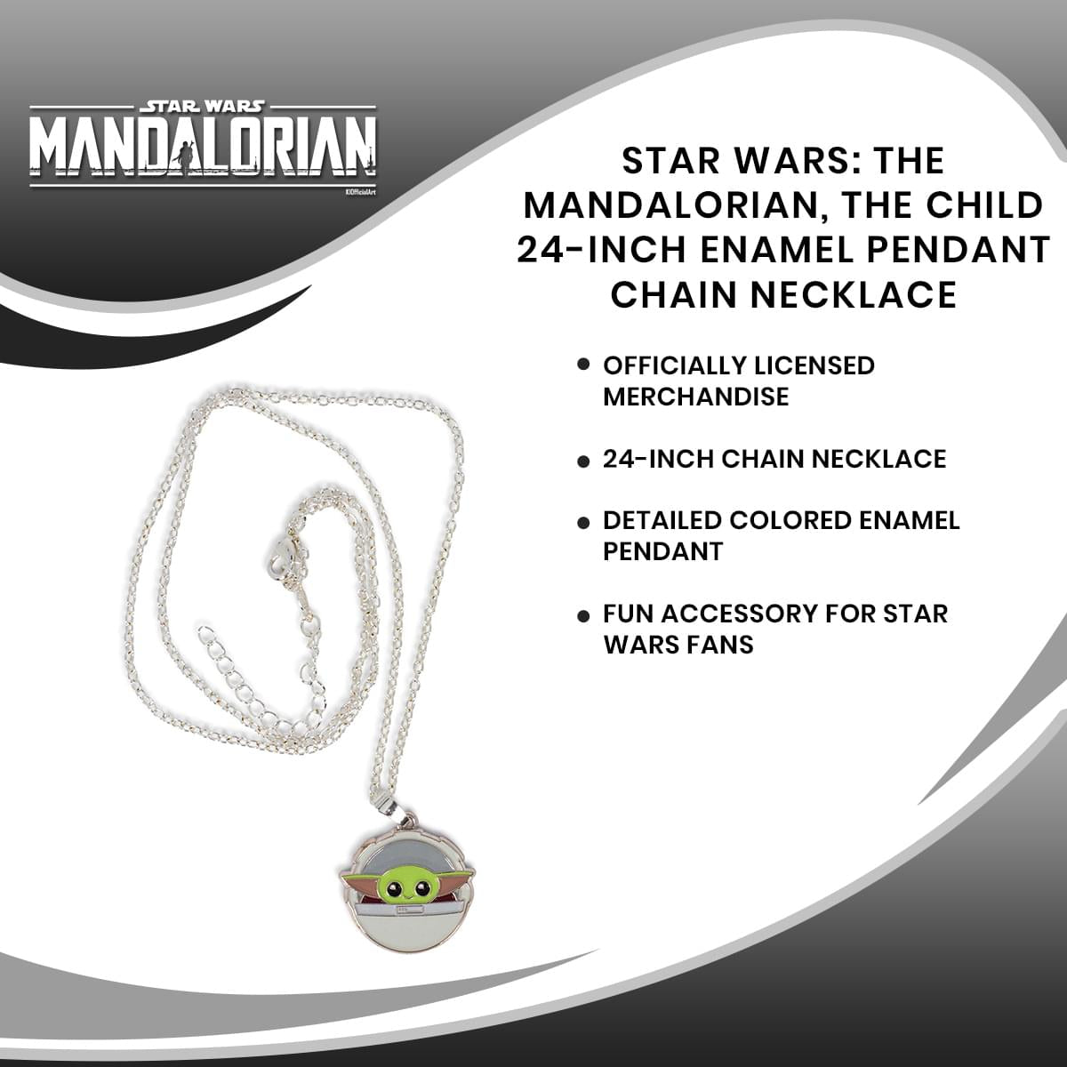 Star Wars: The Mandalorian, The Child 24-Inch Enamel Pendant Chain Necklace