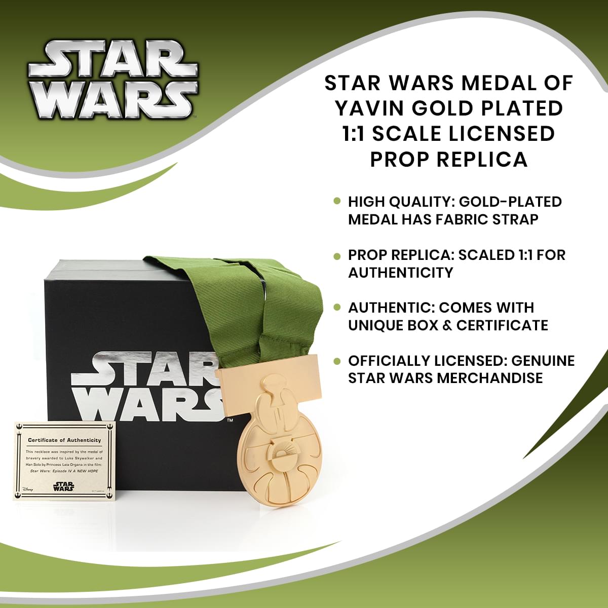 Star Wars Medal of Yavin Gold Plated 1:1 Scale Licensed Prop Replica