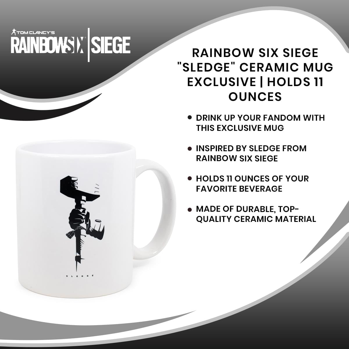 Rainbow Six Siege "Sledge" Ceramic Mug Exclusive | Holds 11 Ounces