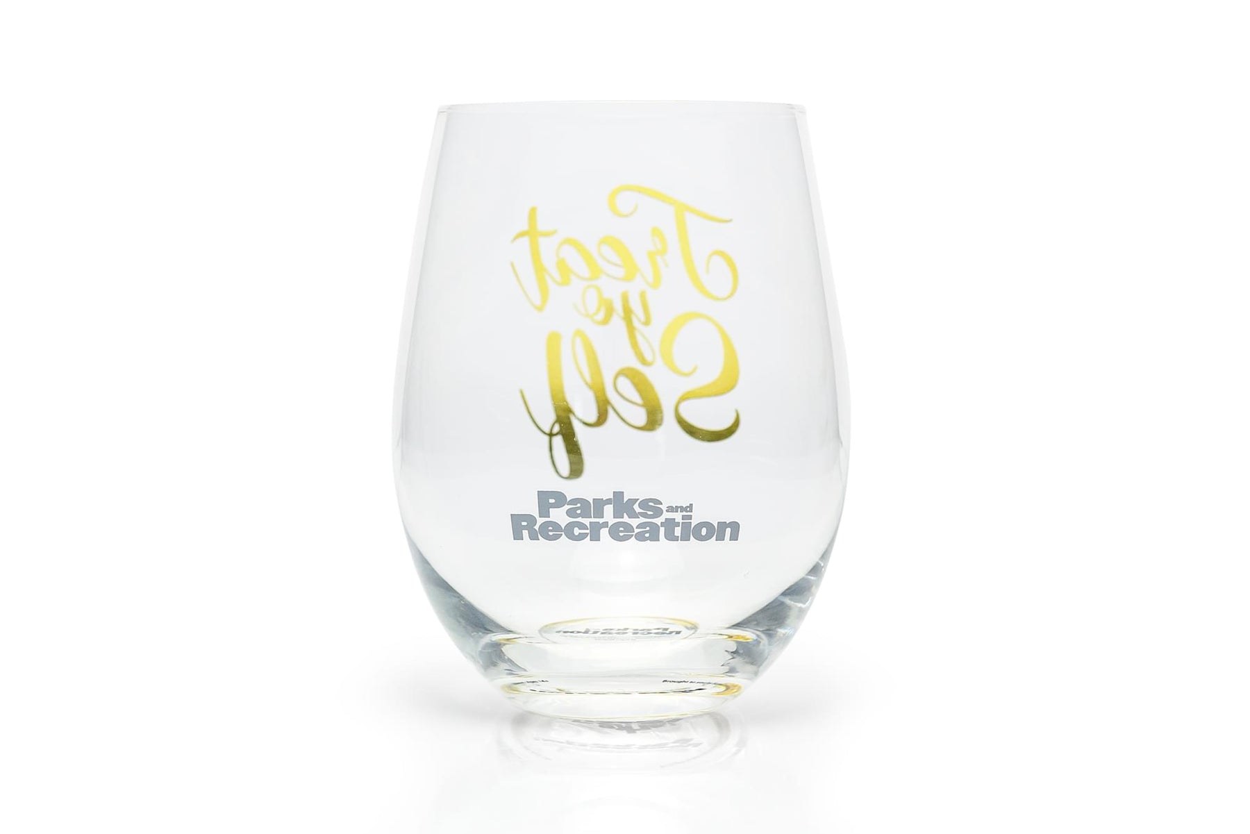 Parks and Recreation Treat Yo Self Stemless Wine Glass | Pink