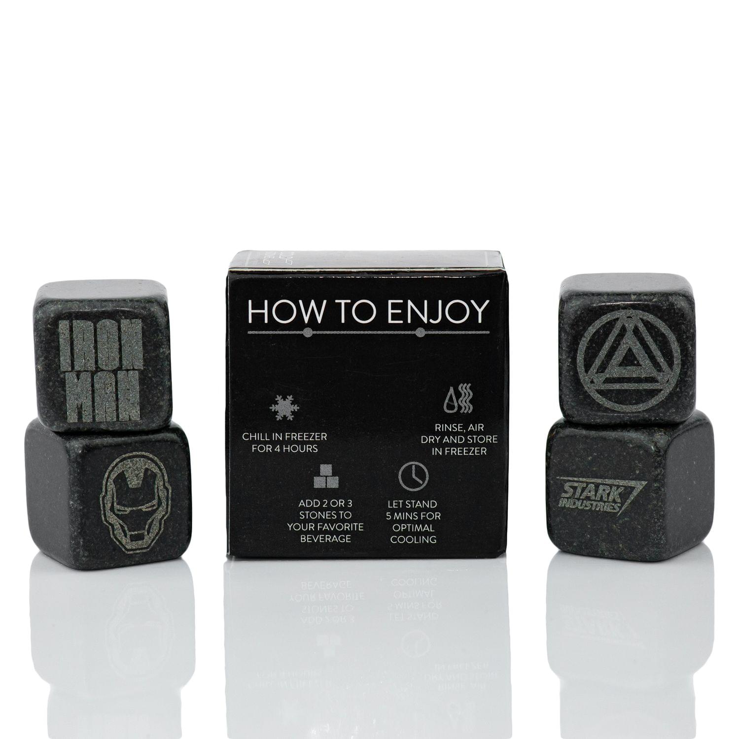 Iron Man Collectible | Marvel Cold Stones Set | Iron Man Granite Beverage Cubes