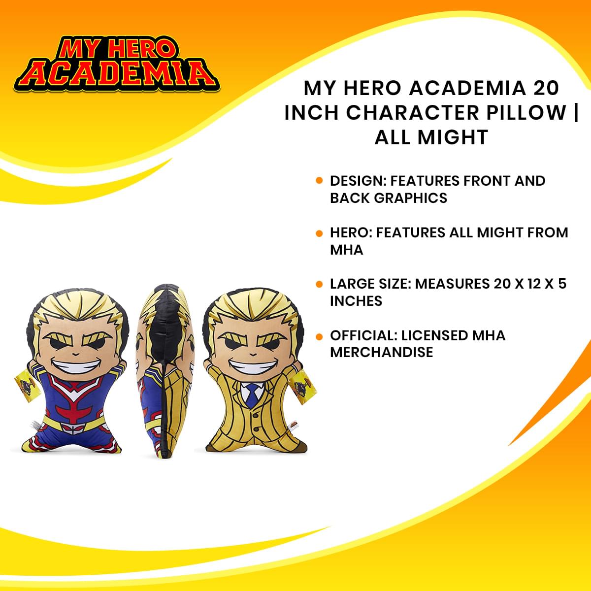 My Hero Academia 20 Inch Character Pillow | All Might