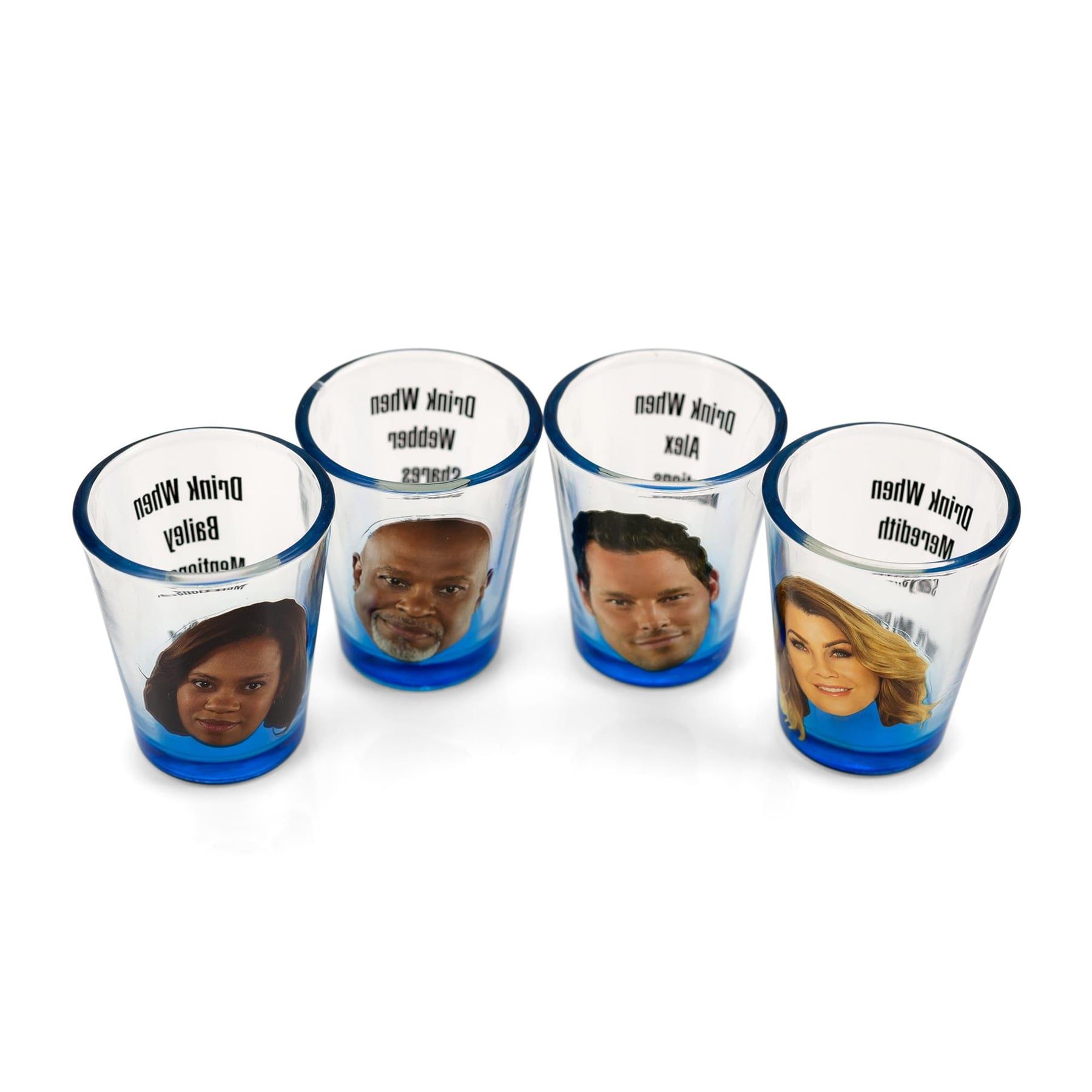 Greys Anatomy Drinking Game | Set Of 4 Character Shot Glasses | 2 Ounces Each