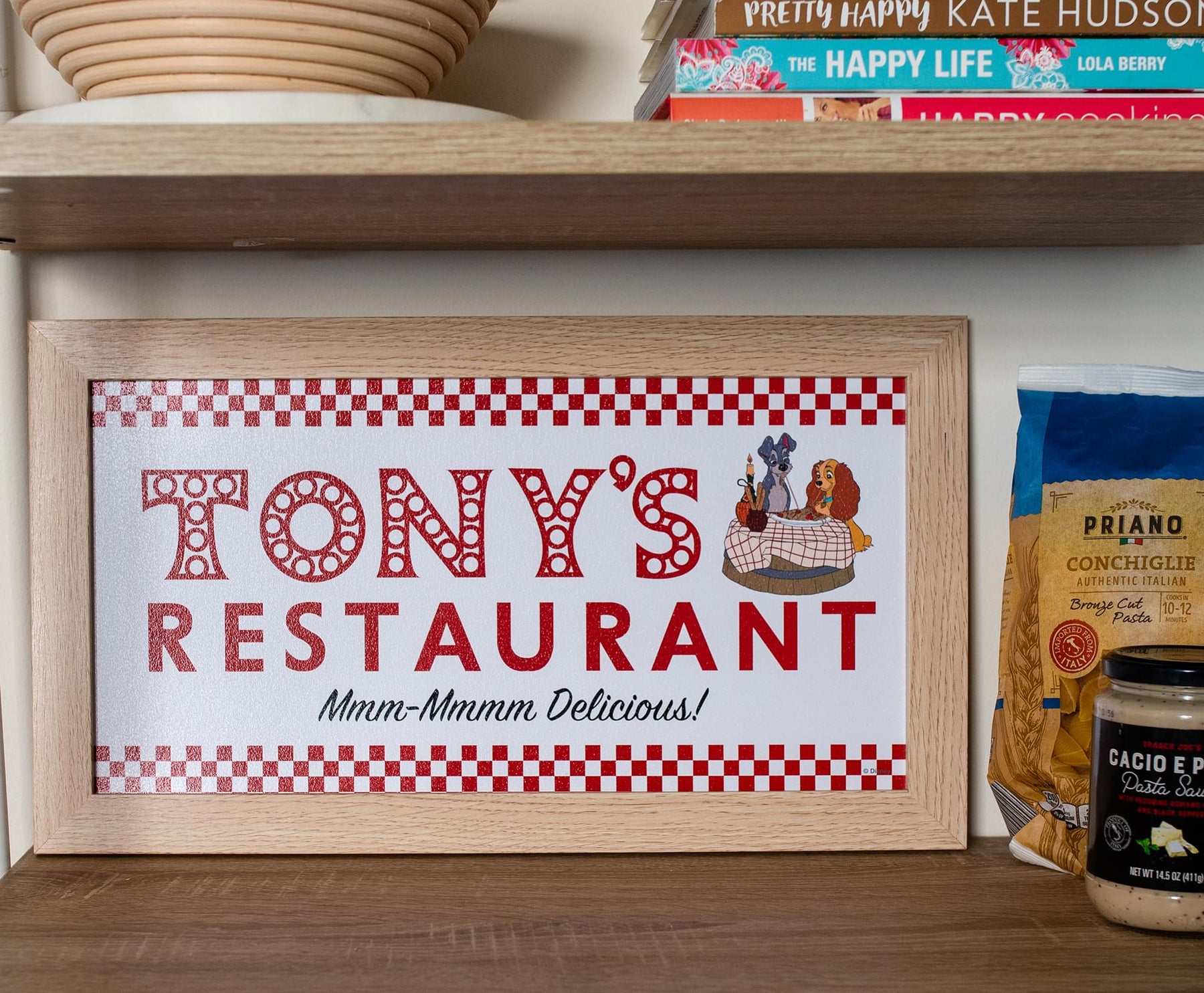 Disney Lady and the Tramp Tony's Restaurant Wood Framed Wall Art Decor