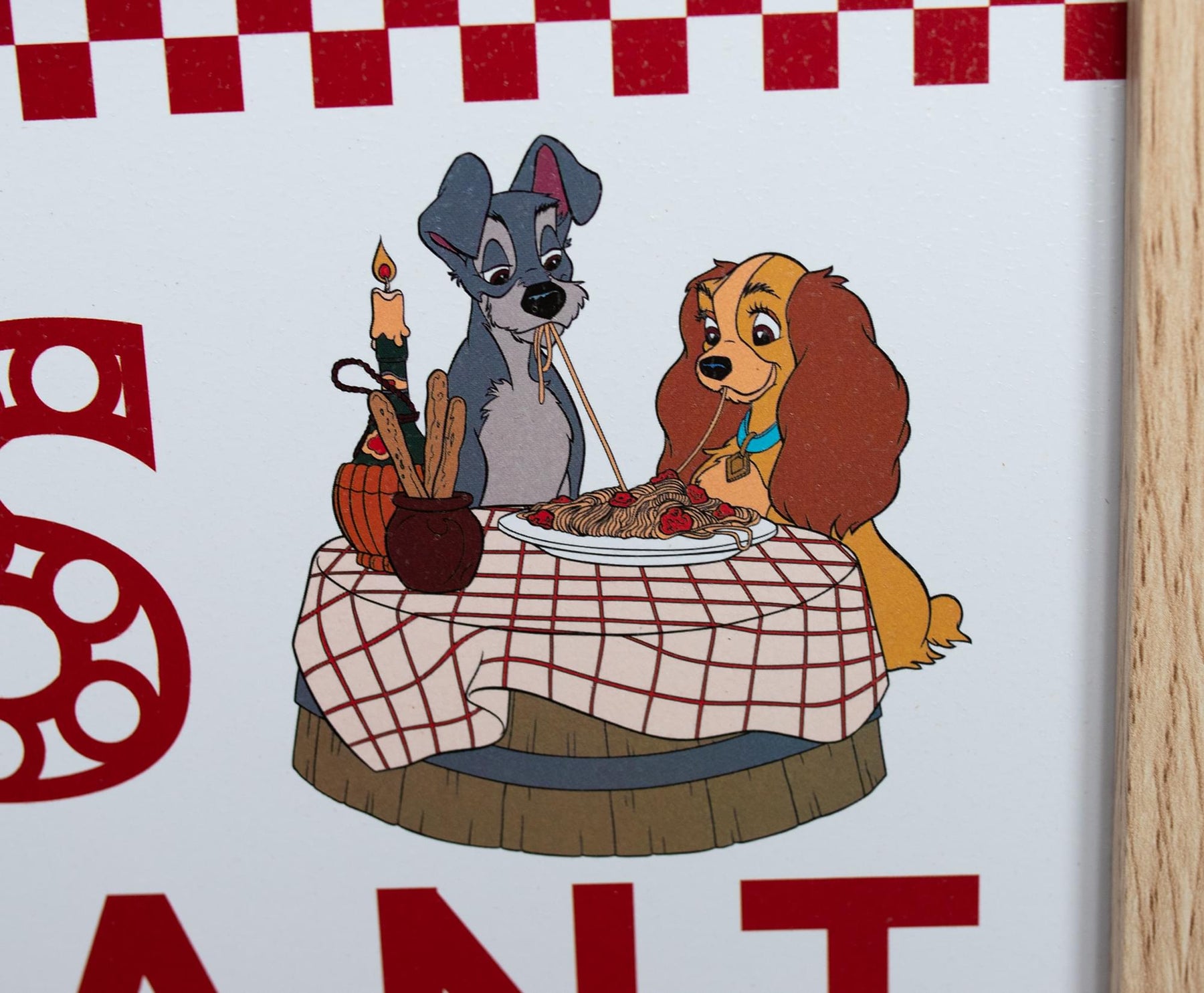 Disney Lady and the Tramp Tony's Restaurant Wood Framed Wall Art Decor