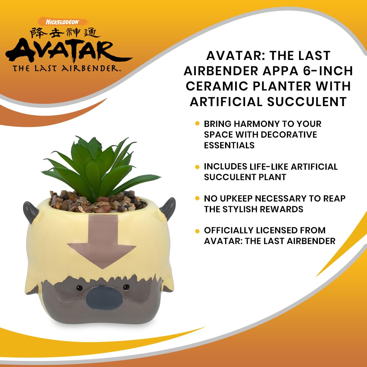 Avatar: The Last Airbender Appa 6-Inch Ceramic Planter With Artificial Succulent