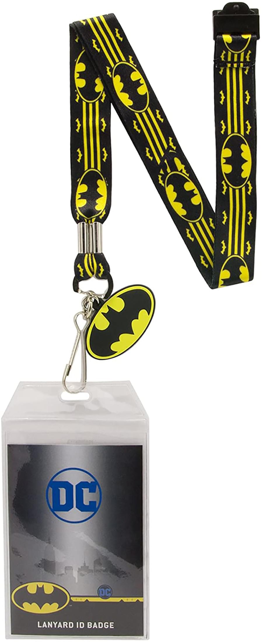DC Batman Wrap-Around Logo Lanyard with Badge Holder and Charm