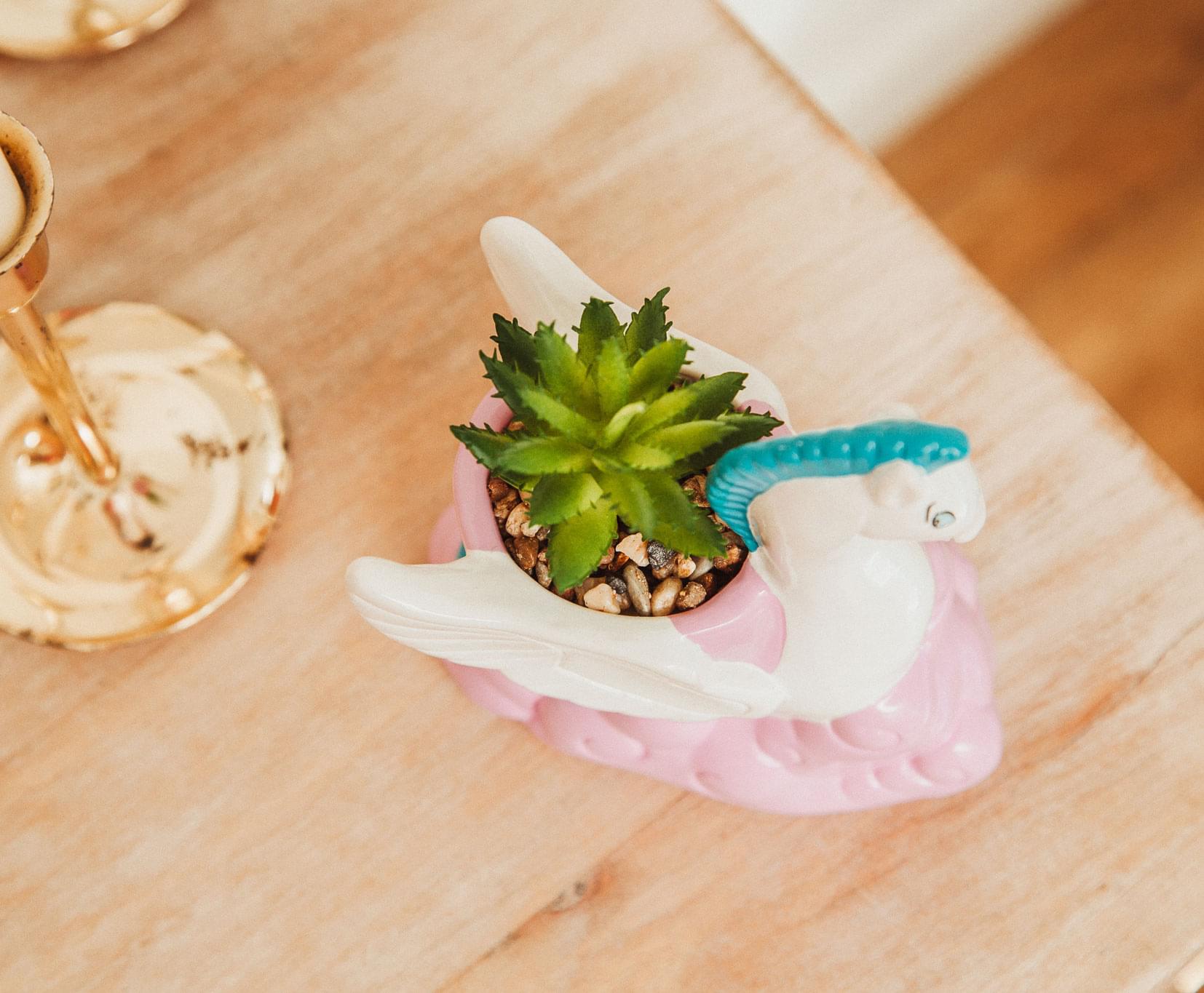 Disney Hercules Pegasus 3-Inch Ceramic Mini Planter With Artificial Succulent