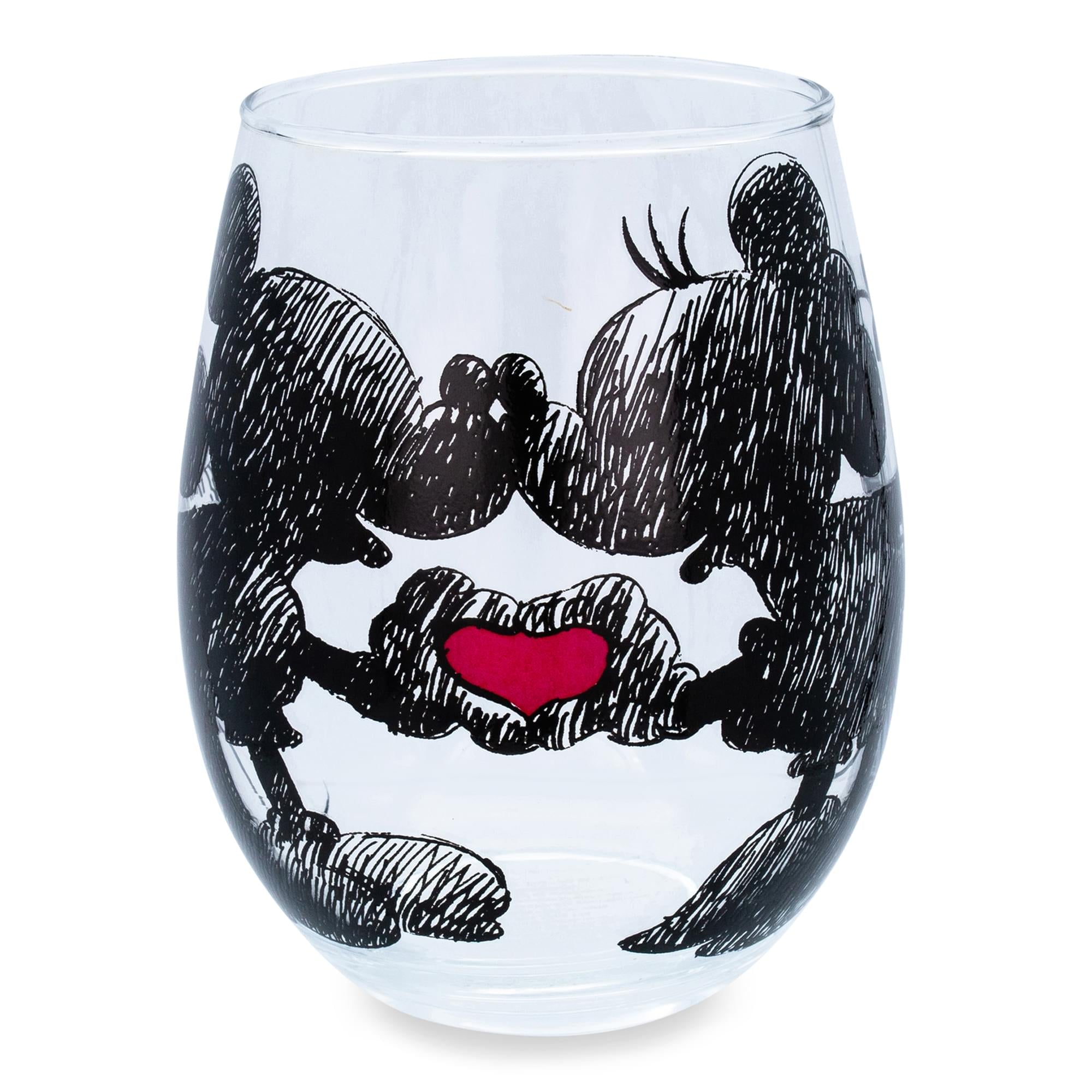 minnie wine glass Disney Mickey and Minnie Mouse Teardrop Stemless Wine Glass