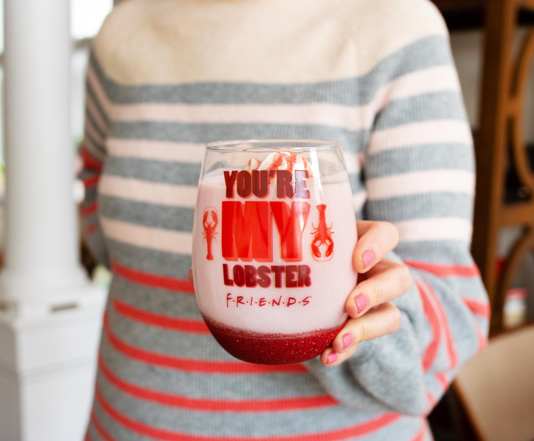 Friends "You're My Lobster" Teardrop Stemless Wine Glass | Holds 20 Ounces