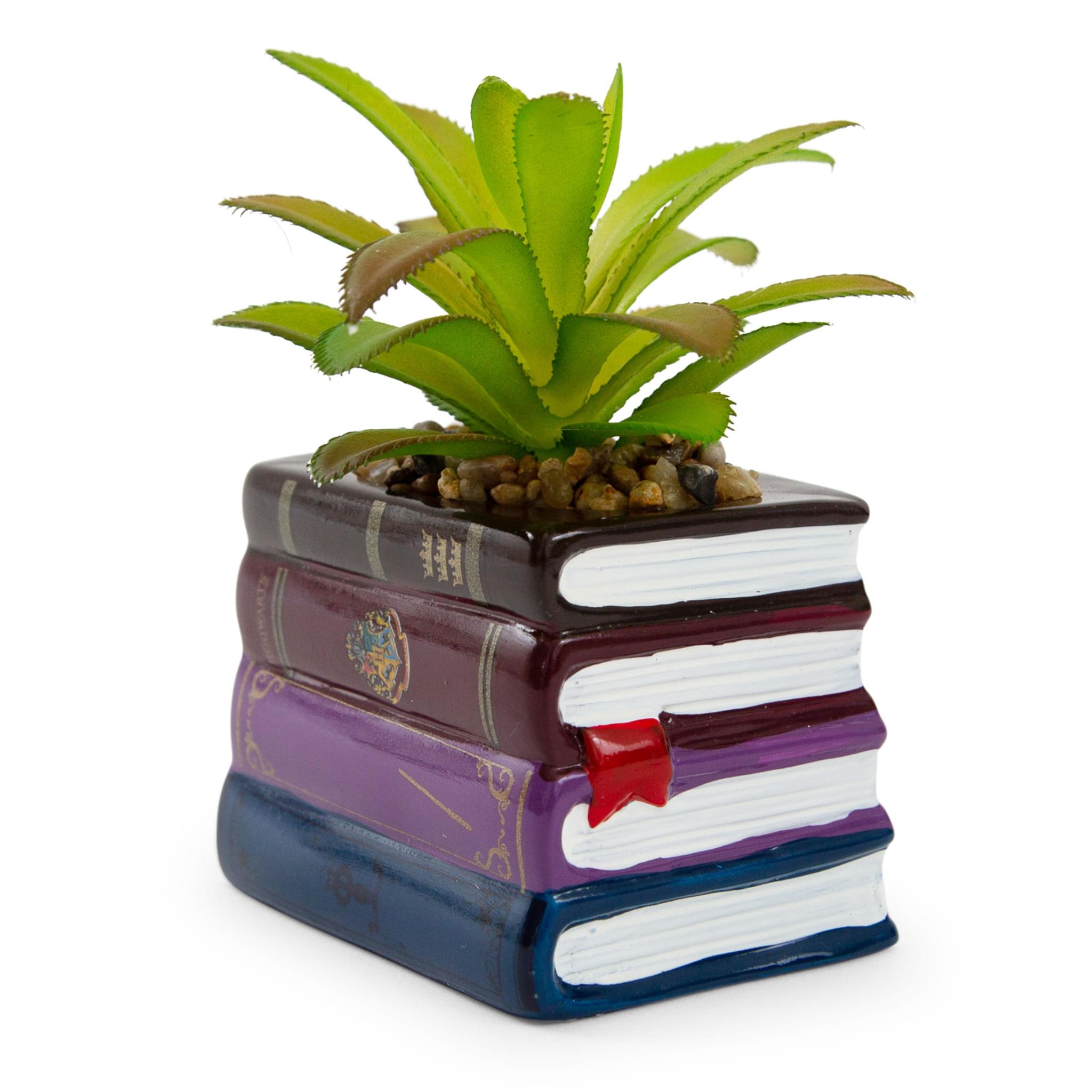 book planters for succulents Harry Potter Book Stack 3" Ceramic Planter With Artificial Succulent