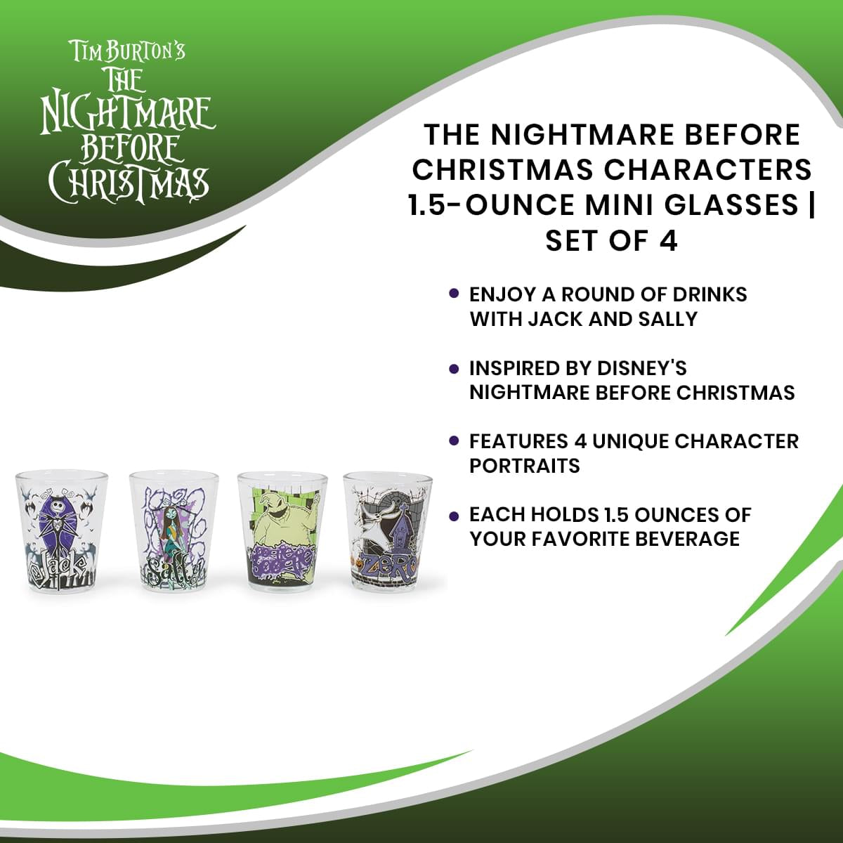 The Nightmare Before Christmas Characters 1.5-Ounce Mini Glasses | Set Of 4