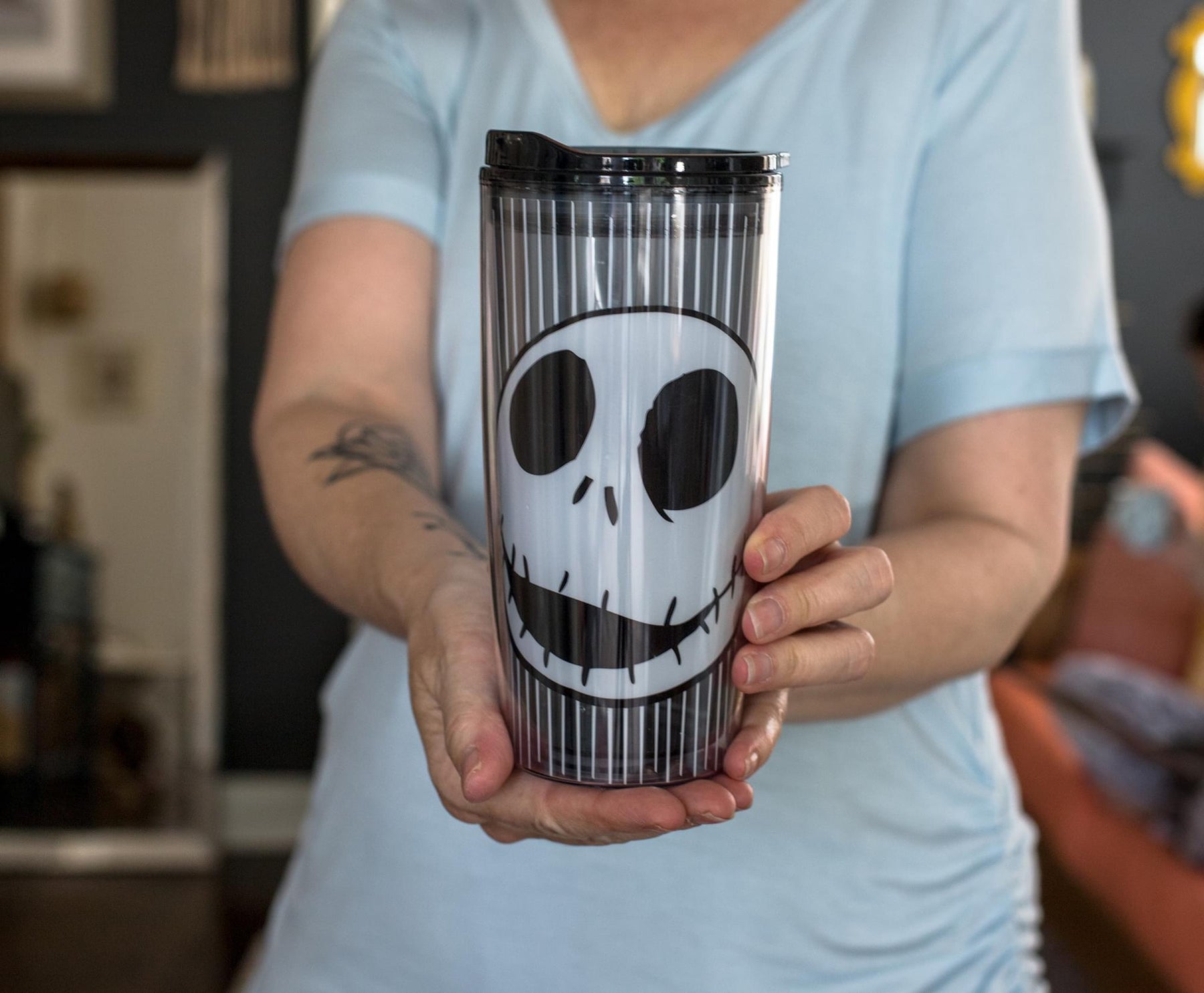 Disney Nightmare Before Christmas Jack Skull Plastic Travel Tumbler | 20 Ounces