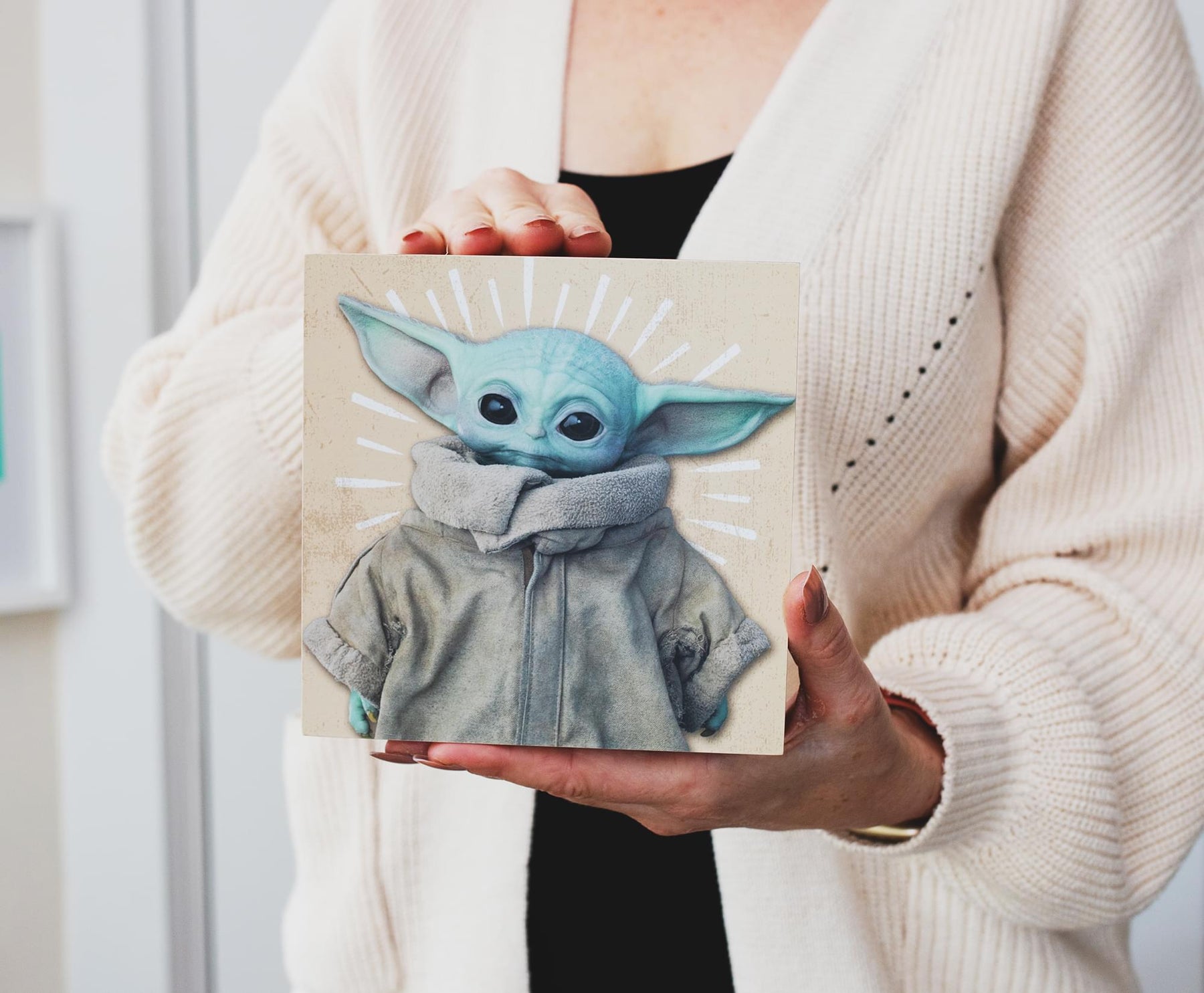 Star Wars The Mandalorian The Child 6 x 6 Inch Wood Box Sign
