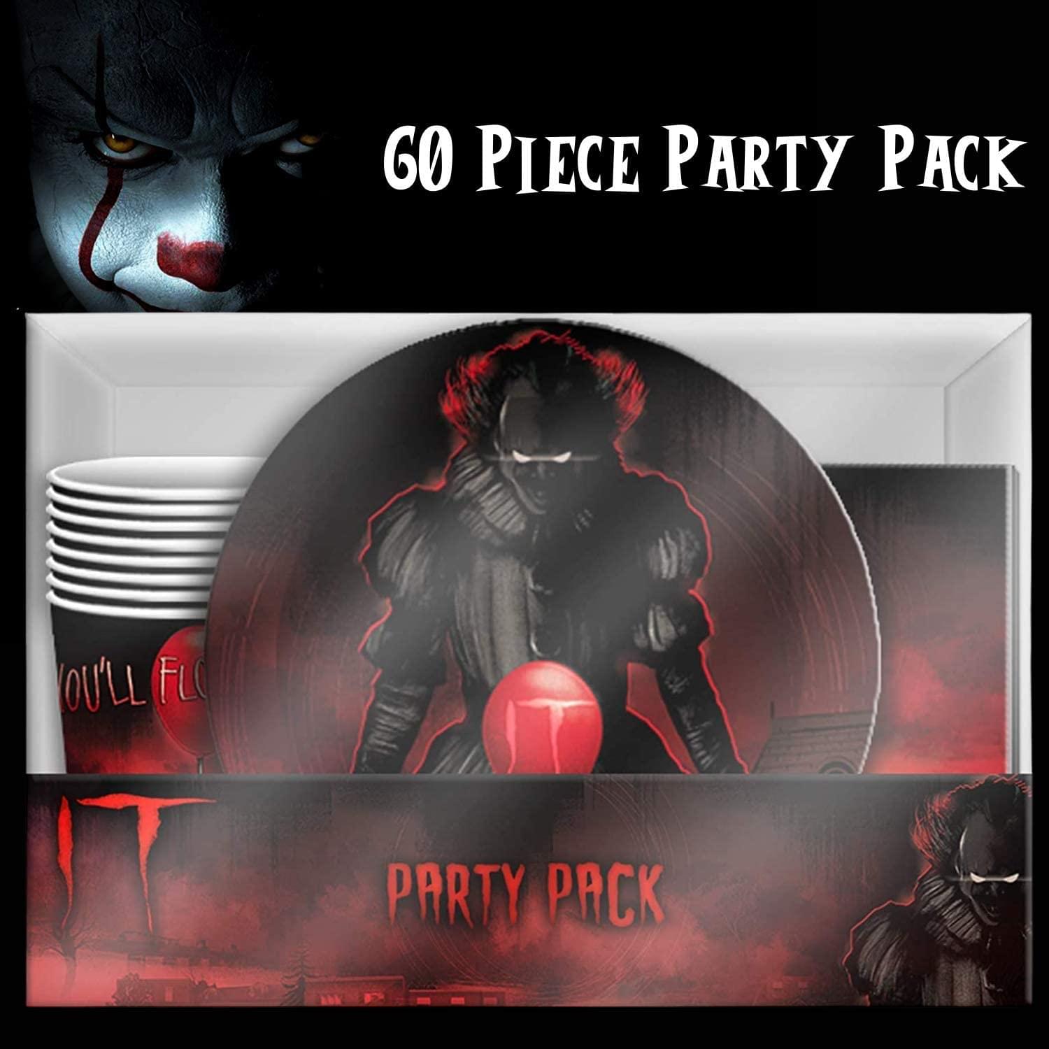 IT Pennywise 60 Piece Party Tableware Set | Cups | Plates | Napkins
