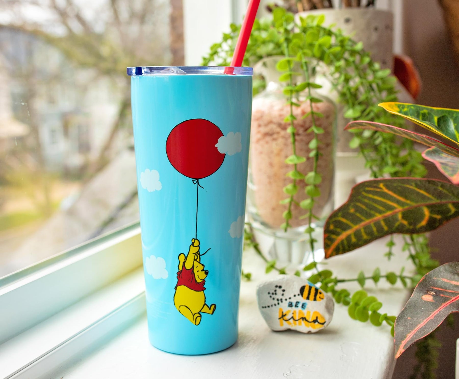Winnie the Pooh Balloon Stainless Steel Tumbler With Straw | Holds 22 Ounces