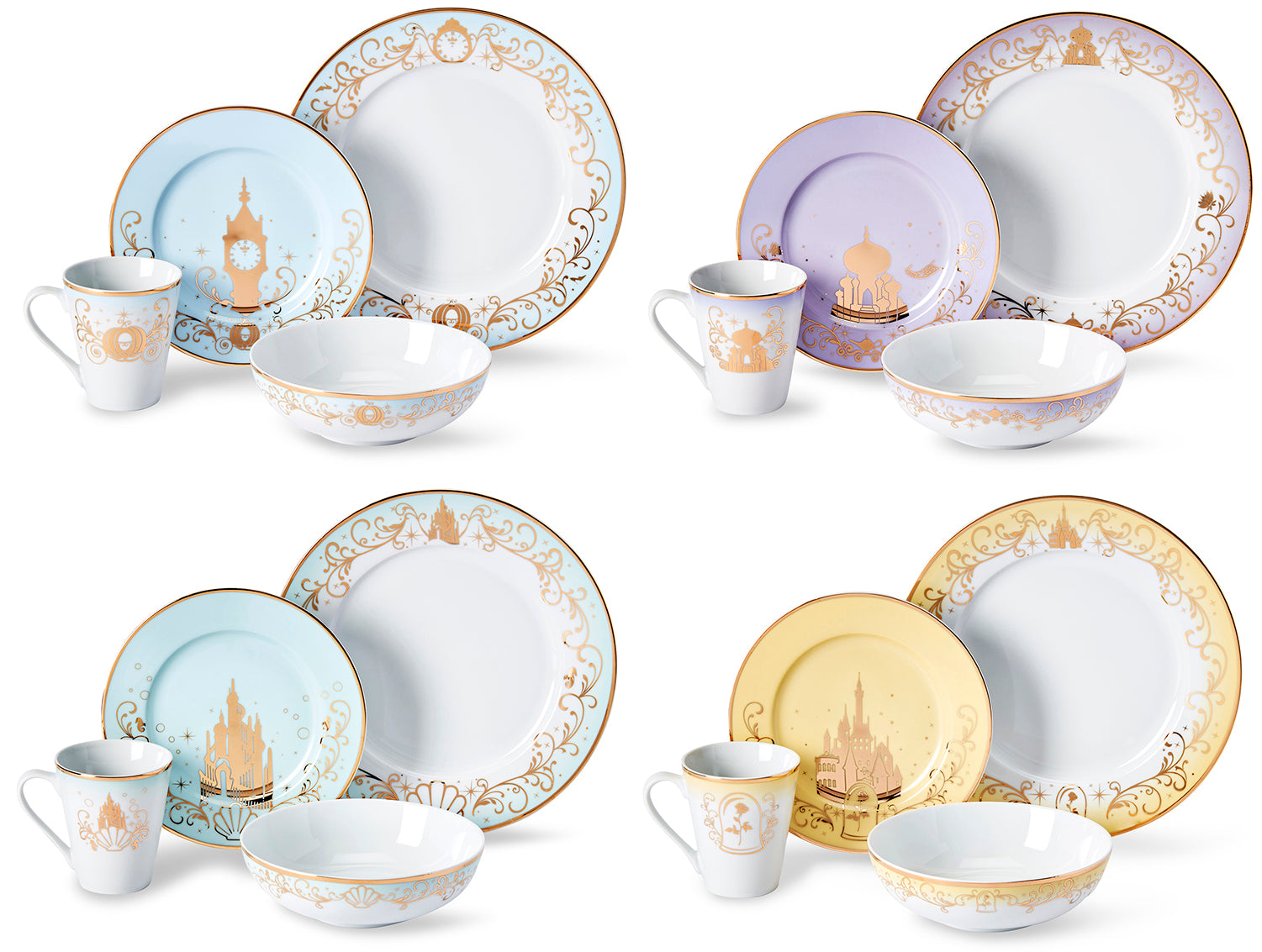 Disney 16 Piece Dinner Collection 1| Plates Bowls Mugs Free Ship