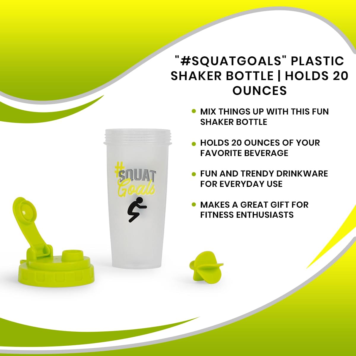 "#SquatGoals" Plastic Shaker Bottle | Holds 20 Ounces