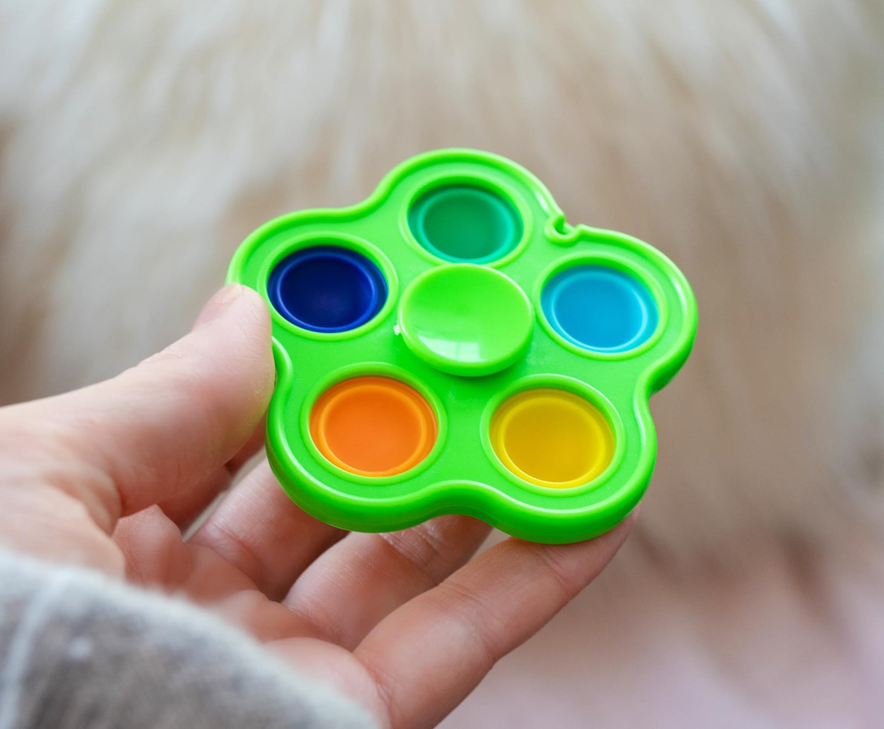 Pop Fidget Toy Spinner Green 5-Button Bubble Popping Game