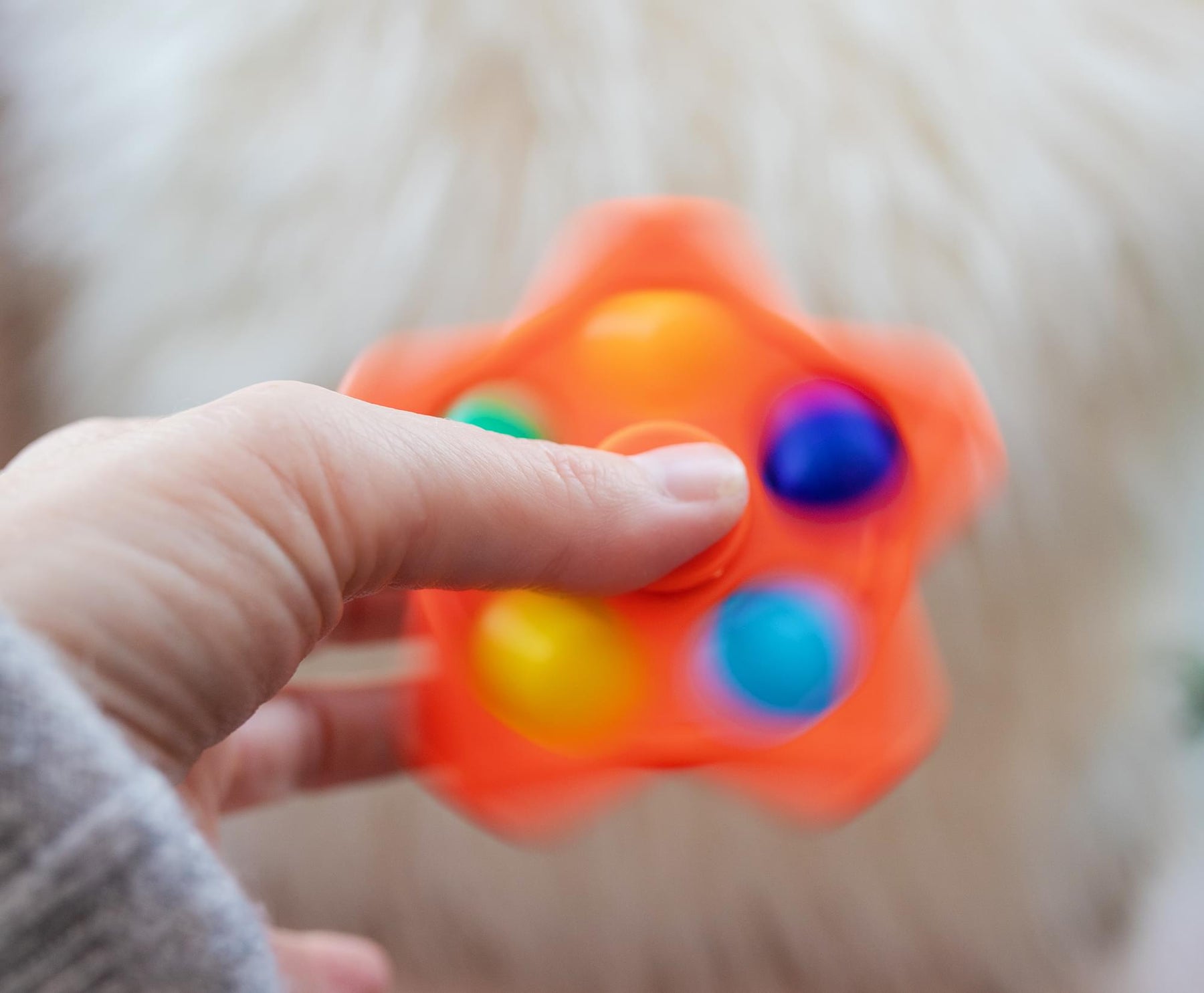 Pop Fidget Toy Spinner Orange Star 5-Button Bubble Popping Game