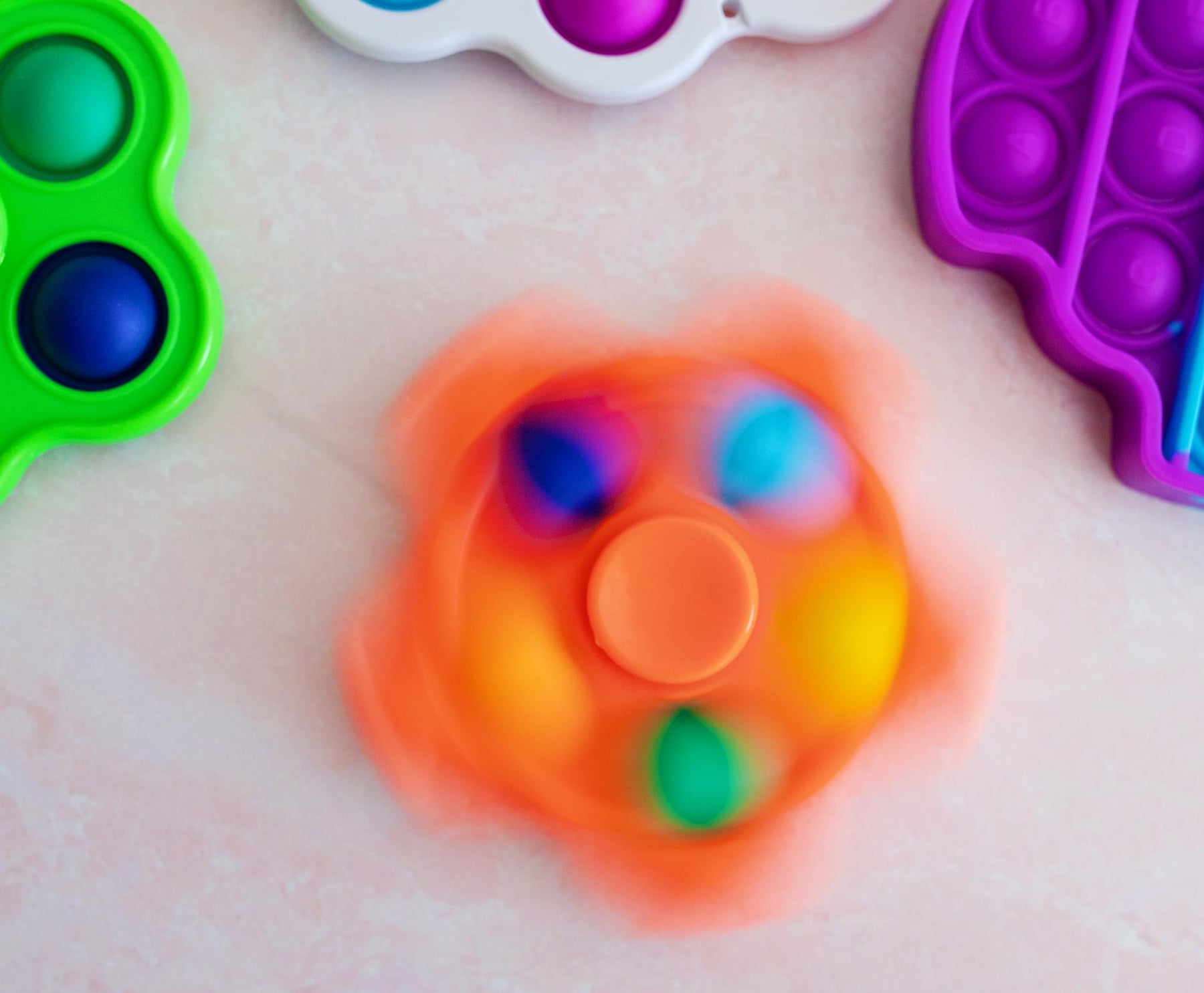 Pop Fidget Toy Spinner Orange Star 5-Button Bubble Popping Game