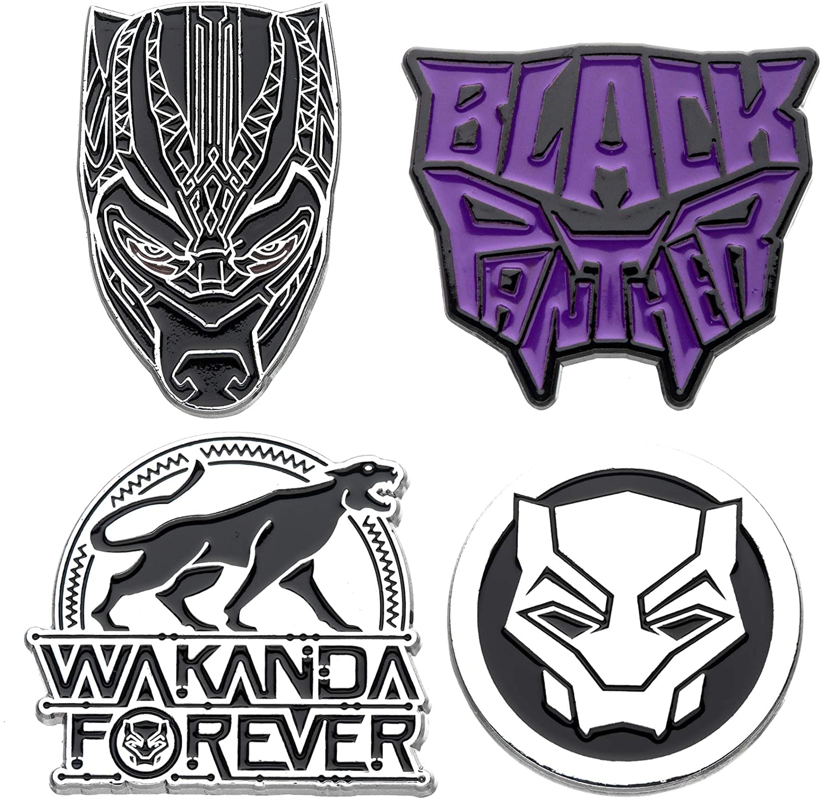 Marvel Black Panther 4-Piece Collectible Enamel Pin Set | Free Shippin