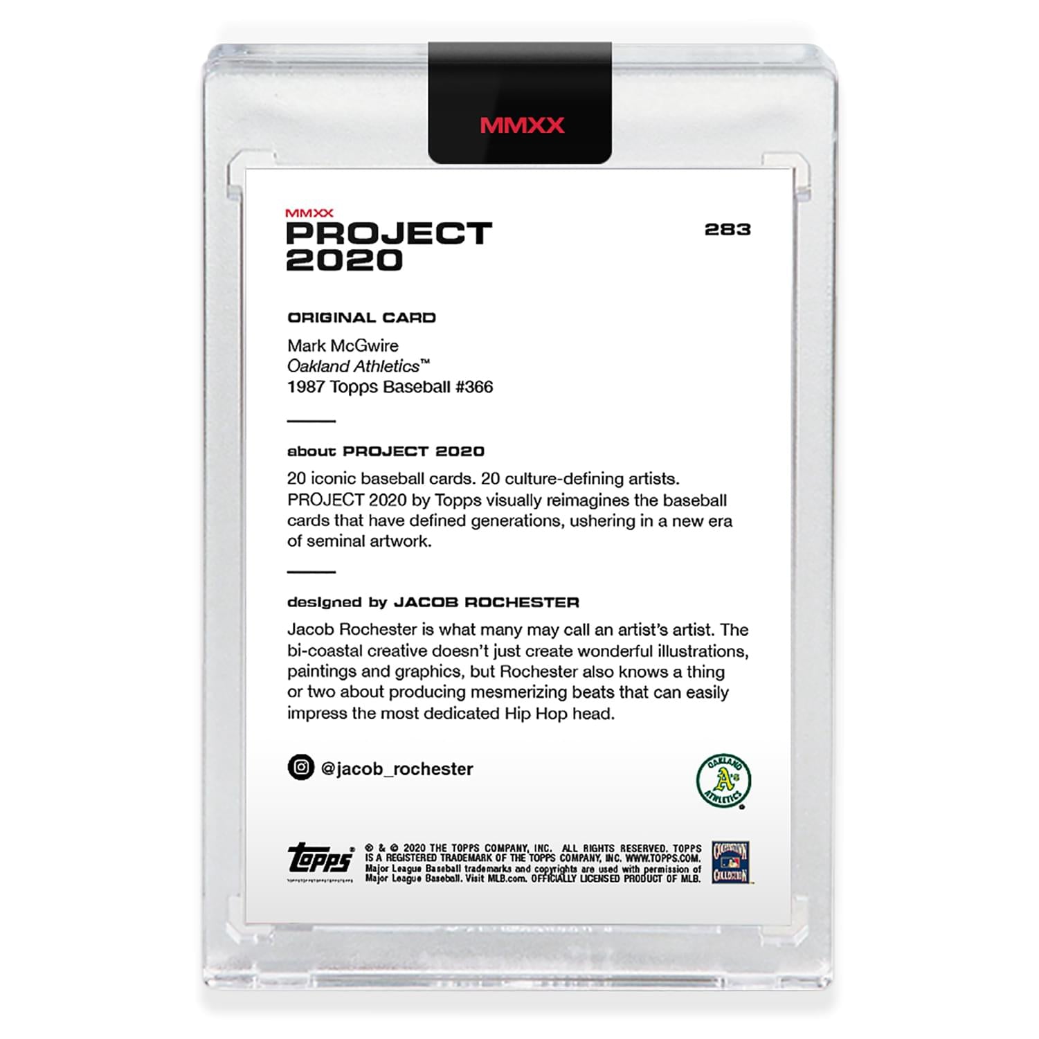 Topps PROJECT 2020 Card 283 - 1987 Mark McGwire by Jacob Rochester