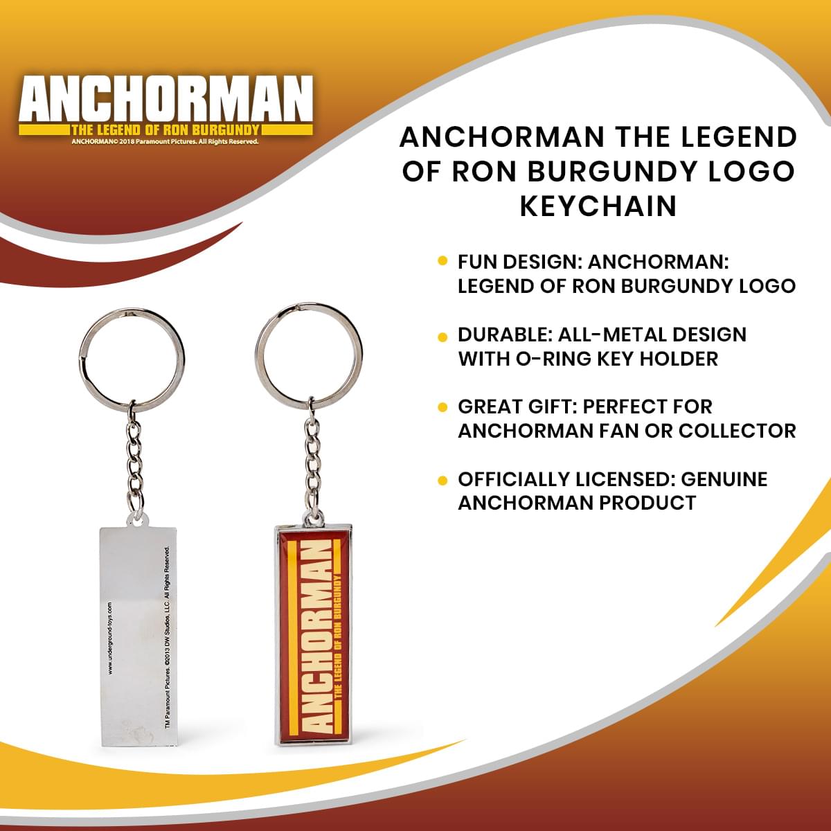 Anchorman The Legend of Ron Burgundy Logo Keychain