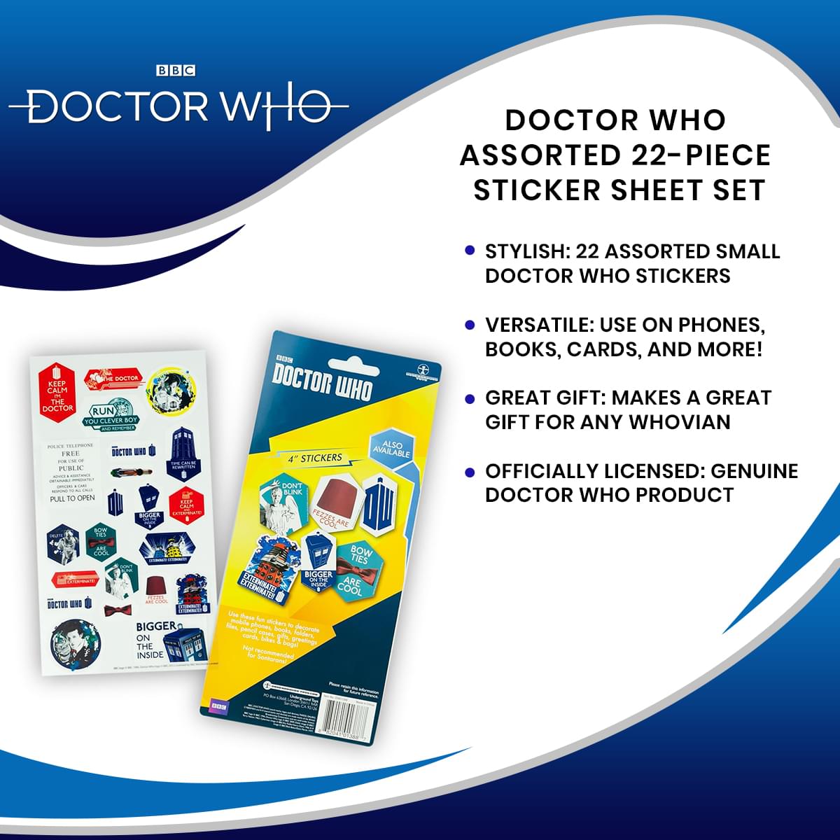 Doctor Who Assorted 22-Piece Sticker Sheet Set