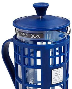 Doctor Who 34oz Tardis French Press | Glass Carafe | Plunger | Filter