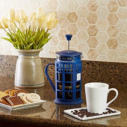 Doctor Who 34oz Tardis French Press | Glass Carafe | Plunger | Filter
