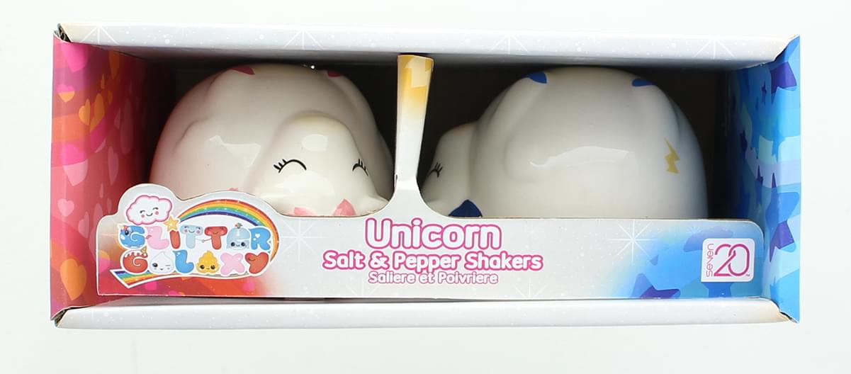 Glitter Galaxy Pink & Blue Unicorn Salt & Pepper Shaker Set