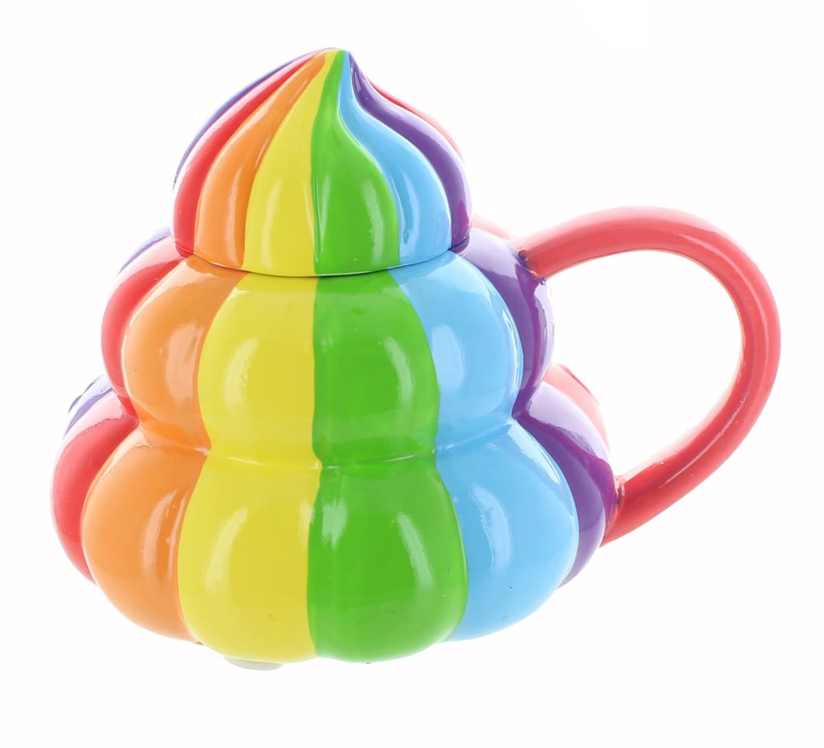 Glitter Galaxy Collectibles | Rainbow Poop Emoji Mug with Lid | 20 oz