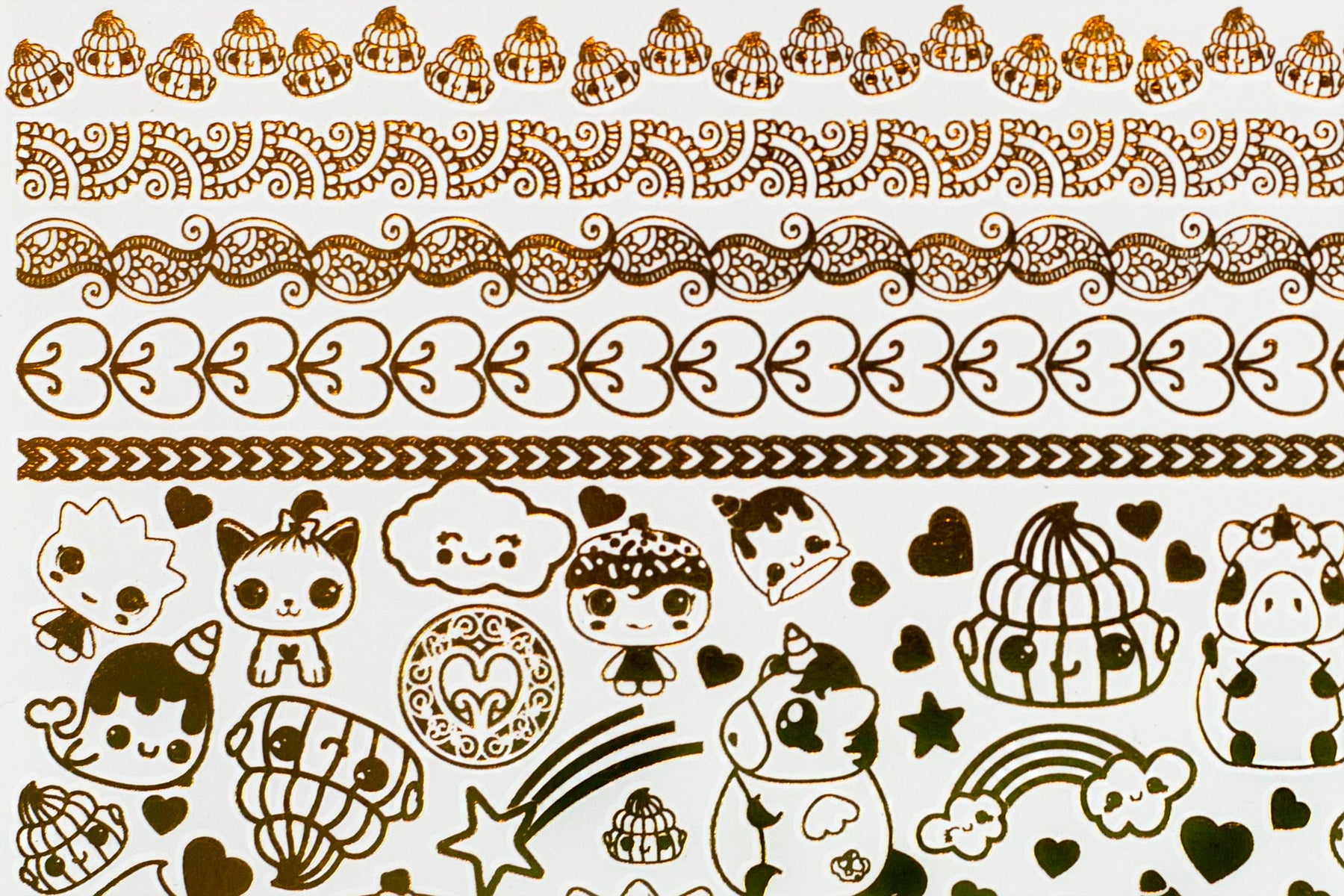 Glitter Galaxy Gold Shimmer Temporary Tattoo Sheet Wave 1