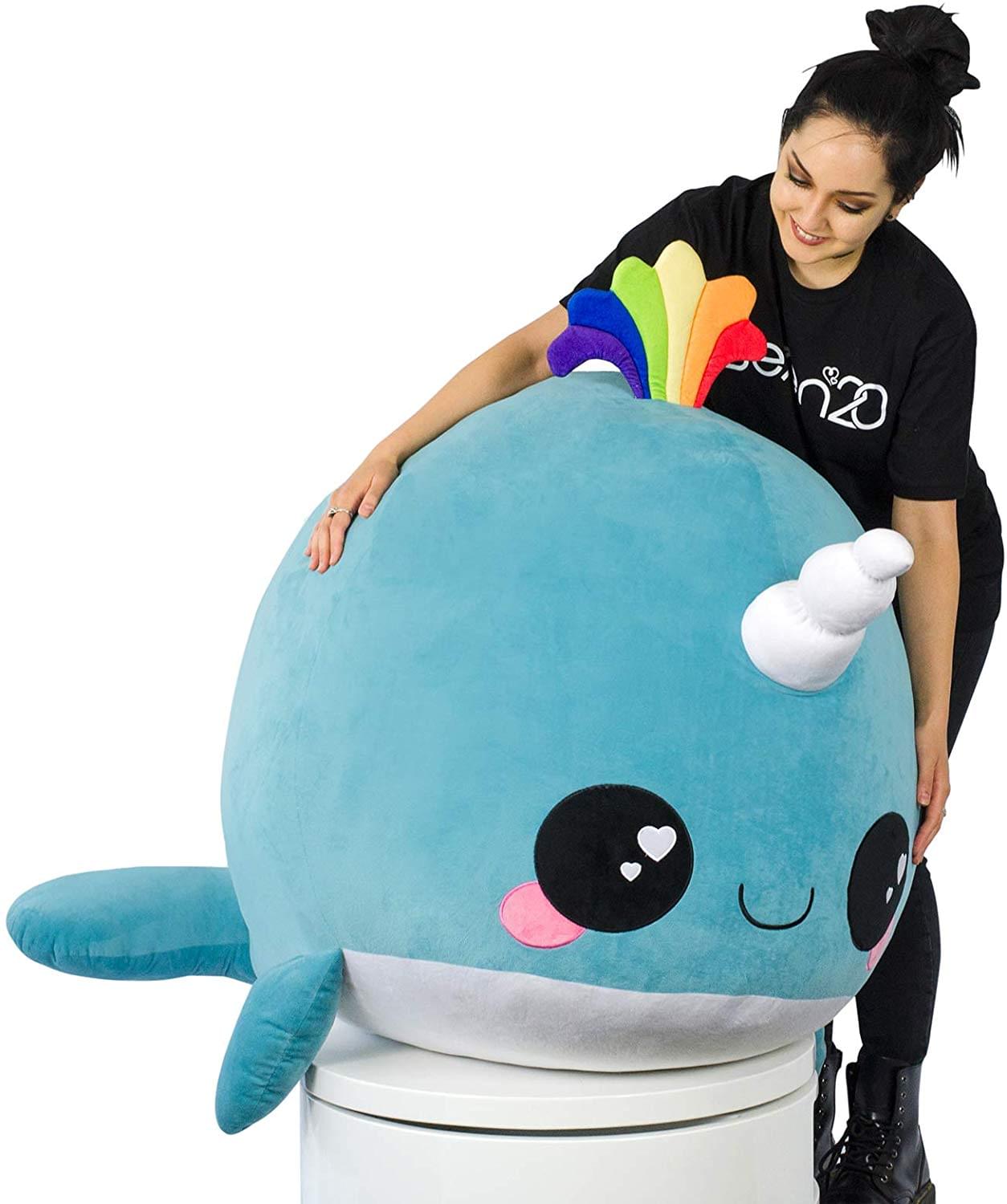 Glitter Galaxy Blue Narwhal 48 Inch Stuffed Animal Plush