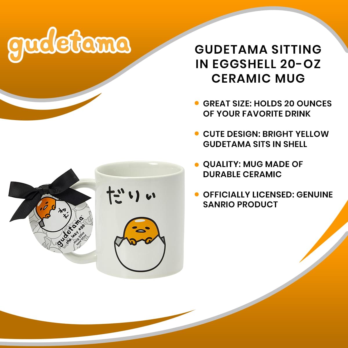 Gudetama Sitting In Eggshell 20-Oz Ceramic Mug