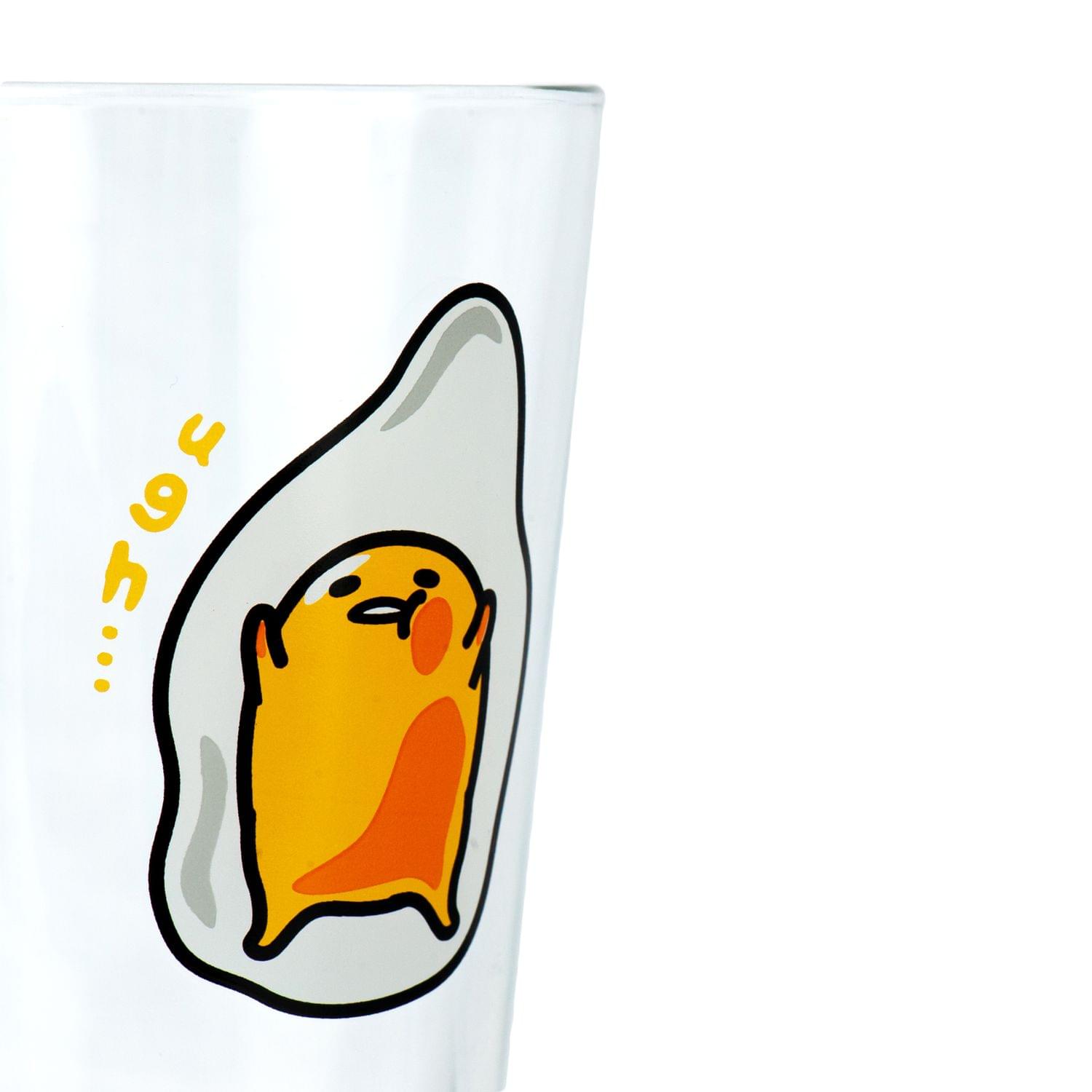 OFFICIAL Gudetama Lazy Egg Glass | Feat. Gudetama Laying Face Up | 16 Oz. Cup