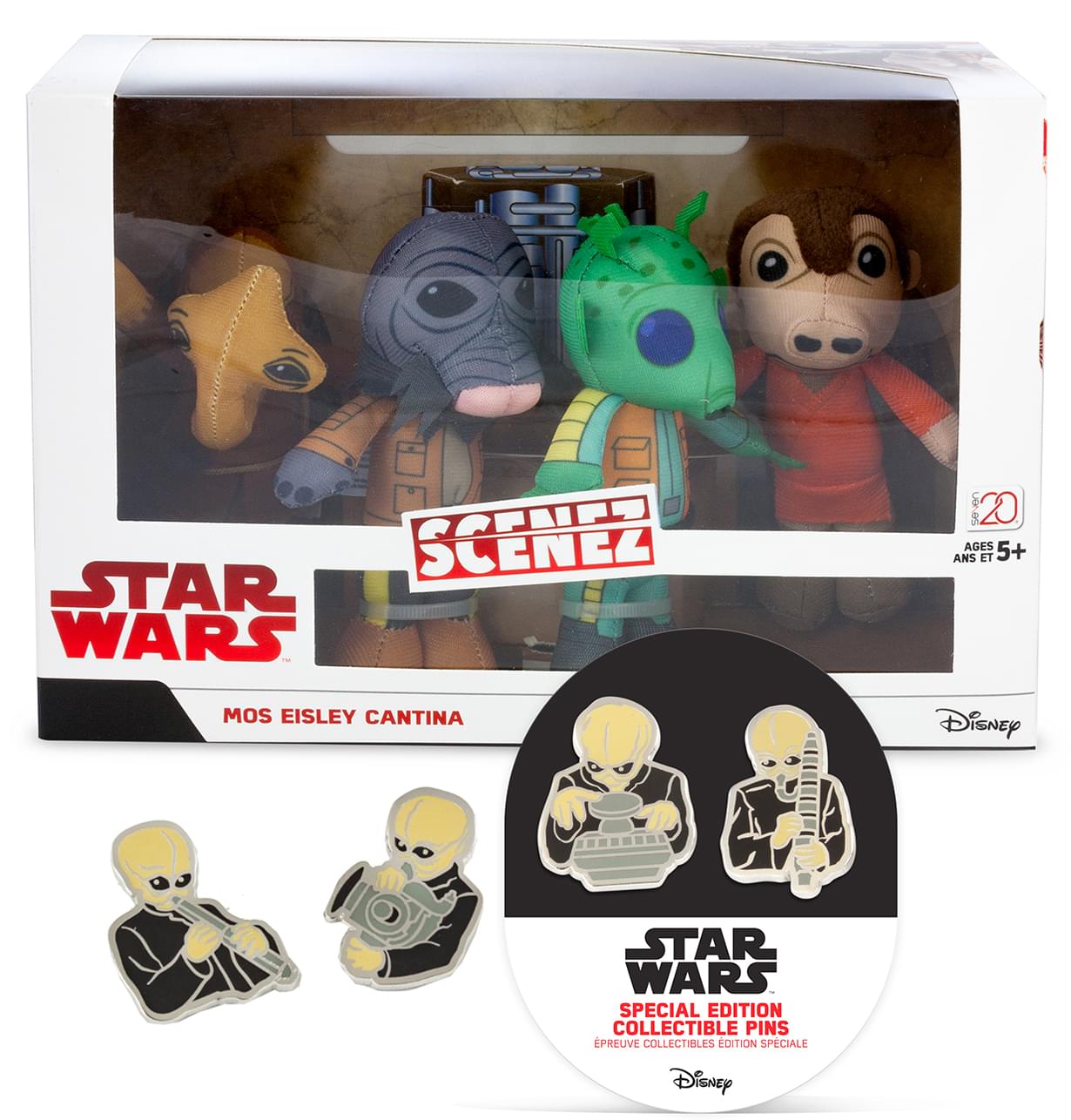 Cantina Villains Plush Set of 4 And 4 Exclusive Cantina Band Enamel Pins