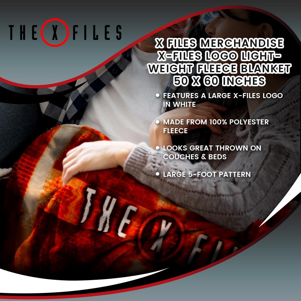 X Files Merchandise | X-Files Logo Lightweight Fleece Blanket | 50 x 60 Inches