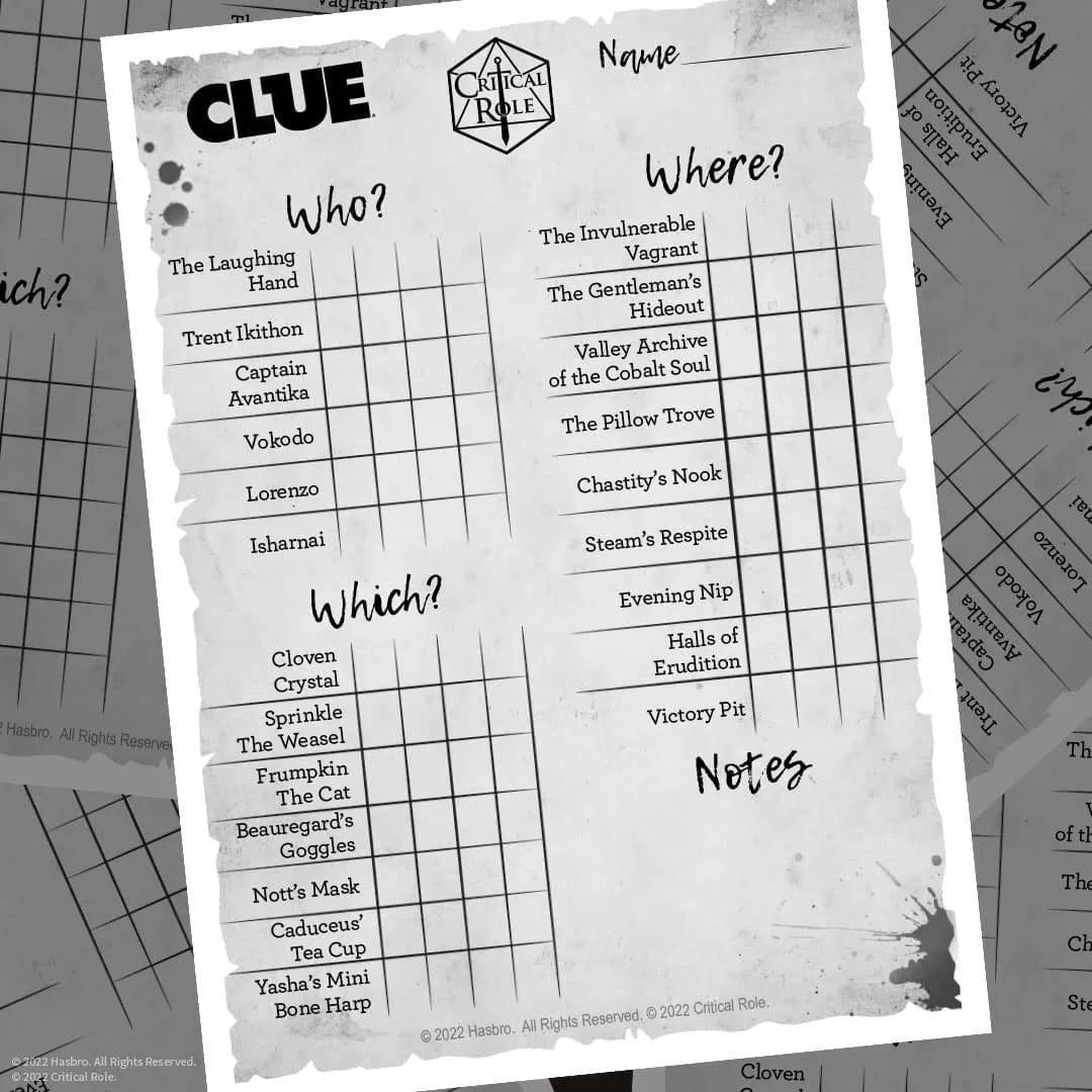 Critical Role Clue Board Game