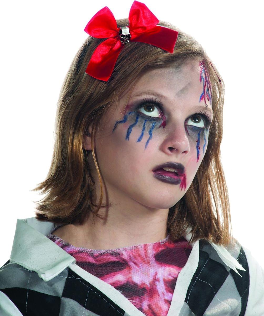 Red Hair Bow & Skull Headband Costume Hair Accessory Child