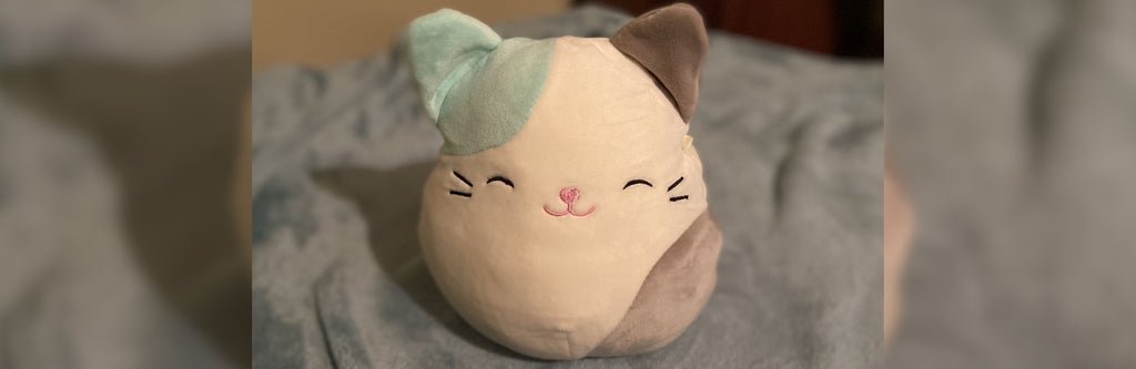 Squishmallows Calico Cat Plush Clip On - Pink/Purple, 3.5 in