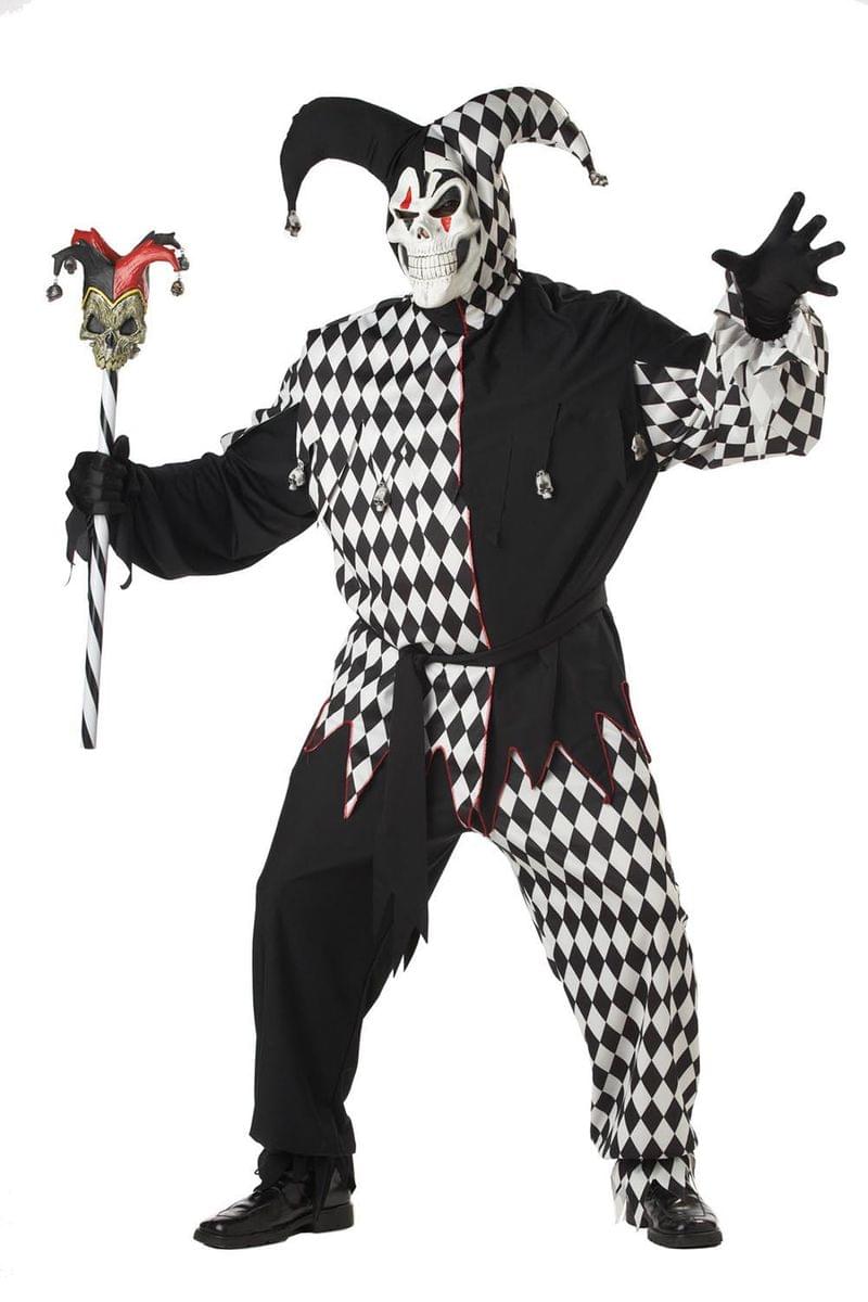 Black & White Diamond Evil Jester Costume Adult Plus